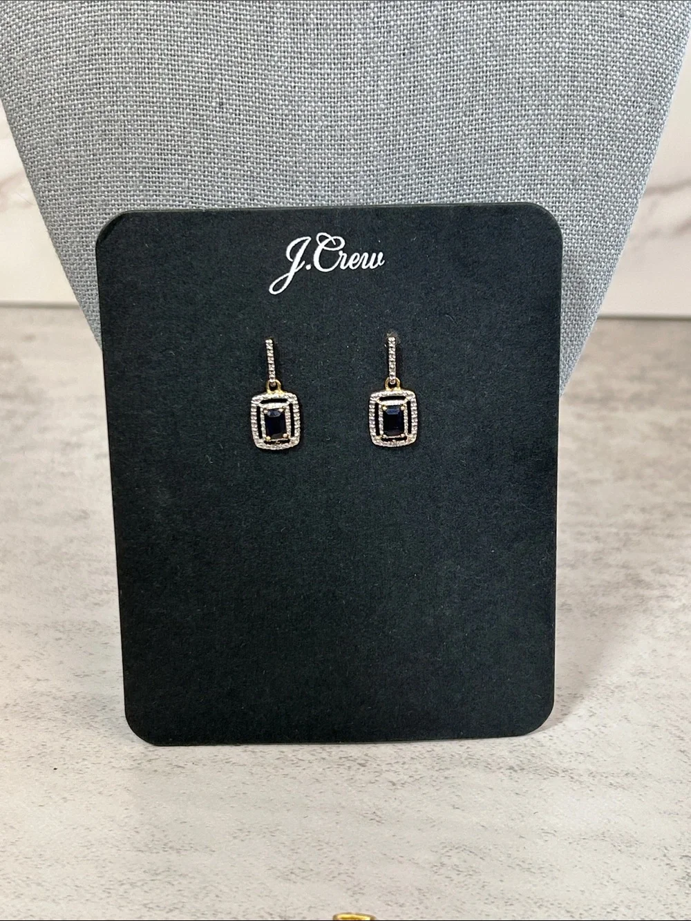 J. Crew Black and Gold Crystal Drop Earrings